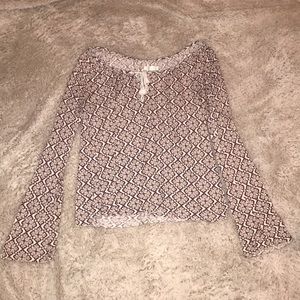 White and Red pattern off the shoulder top